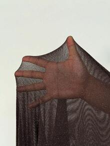 Đầm che ngoài màu nâu đậm, cổ yếm, hở lưng, buộc dây, gợi cảm dành cho nữ, thích hợp cho hẹn hò, du lịch và tiệc tùng. - màu nâu - Xem 7