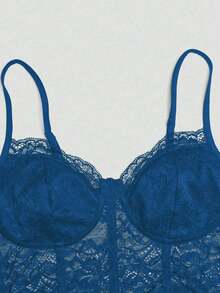 EMERY ROSE Elegant Sexy Lace Ruched Slip Dress For Women Night Out Royal Blue Summer - Royal Blue - View 3