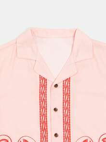 SUMWON Boys Tween Summer Lobster Print Button Down Short Sleeve Shirt And Shorts Coordinate Set Beach Vacation Outfit - Orange - View 4