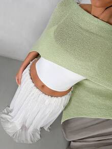 SHEIN Glamour Áo len choàng đi biển thanh lịch dành cho nữ, mùa xuân/hè. - màu xanh lá - Xem 1