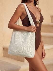 Swim Chiccia 夏季度假沙滩包，大容量手提包，时尚优雅女士单肩包，旅行必备包包，伴娘礼物，学生及上班族午餐包 - 彩色 - 查看 2