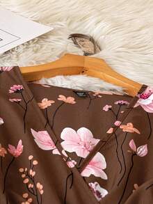 SHEIN Clasi Vestido casual de vacaciones con estampado floral de talla grande - Multicolor - Ver 3