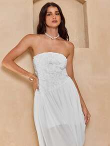 Enchnt 无肩带碎花连衣裙 - 白色 - 查看 2