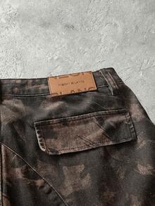 NEON BLANC Quần short denim nam in họa tiết, gấu quần rách. - màu nâu - Xem 5