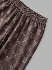 SHEIN 2件套男童夏季休闲字母印花T恤和裤子套装 - 彩色 - 查看 3