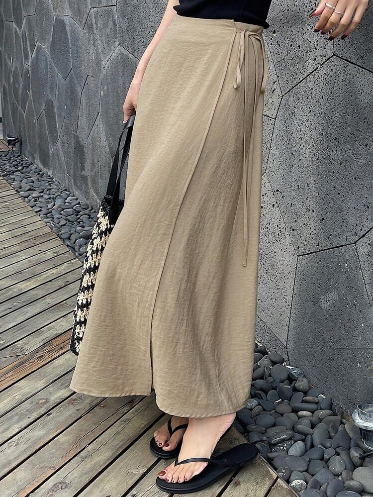 Women's Tie-Up Solid Color Casual Vacation Dress