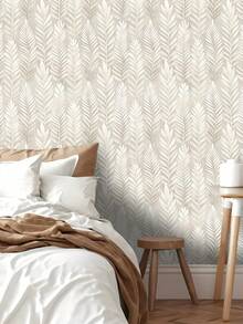 1 rollo de papel tapiz con textura y diseño de hojas en estilo bohemio en color beige, adhesivo de PVC autoadhesivo, a prueba de agua y humedad, con diseño floral, removible y reutilizable, fácil de instalar y limpiar, adecuado para sala de estar, cocina, dormitorio, comedor y decoración de muebles, empalme sin costuras - Bohemia - Ver 8
