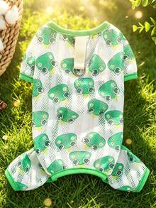 Pijamas lindos para perros y gatos pequeños y medianos - Pijamas suaves, transpirables y duraderos con diseños de dibujos animados divertidos - Mono de confort para las cuatro estaciones, ropa para mascotas para todas las temporadas, mono de mascota durable, ropa para mascotas - Verde - Ver 9
