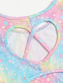 Mono de punto con espalda hueca para niñas jóvenes, conjunto de ropa deportiva negra para danza y patinaje sobre hielo, mono casual versátil y cómodo para uso diario - Multicolor - Ver 6