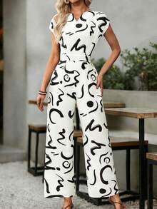 EMERY ROSE Women's Summer Casual All-Over Print Wide Leg Jumpsuit - Multicolor - View 6