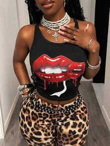 Slaydiva Primăvară/Vară Noutate Completă Casual Vacanță Croazieră Călătorie Plajă Bronzare Viral Streetwear Femei Mărime Plus 2 buc Set Spaghete Bretele Maiou cu Imprimeu Leopard și Pantaloni Capri Leopard Set Pantaloni Capri Set - Negru - Vizualizare 10