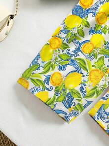 SHEIN 2件套女婴夏季可爱度假针织绿色碎花背心和裤子套装 - 彩色 - 查看 7