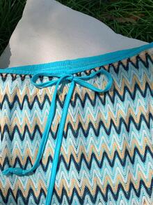 Comfortcana 女士绿色和蓝色钩编纹理休闲裙 - 彩色 - 查看 5