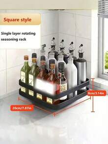 1 Buah Rak Bumbu Dapur Berputar 360°, Organizer Bumbu Plastik untuk Minyak, Garam, Saus, Cuka, Meja Putar Multifungsi 1/2/3 Tingkat dengan Pengisap & Baki Stabil, Penyimpanan Meja untuk Dapur, Kamar Mandi, Rumah, Hanya Tersedia Warna Hitam - MultiWarna - View 3