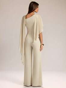 SHEIN BAE Women's Solid Color Casual Jumpsuit Pants For Daily Wear - Apricot - View 2