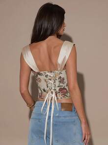 SHEIN BAE Women's Floral Jacquard Elegant Blouse - Multicolor - View 2