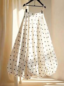 Franclia 女士波点A字裙，优雅度假装，春夏装，派对连衣裙 - 白色 - 查看 6