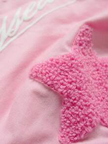 ROMWE MEN Street Life 2026 Spring, Autumn & Summer Men's Heavy Embroidery Casual Short Sleeve T-Shirt, Unisex Round Neck Tops - Pink - View 3