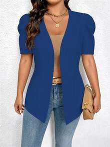 Elenzga Plus Size Women Casual Minimalist Lightweight Blazer - Royal Blue - View 5