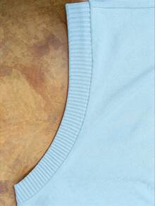 GlowEve CURVE Plus Size Summer Casual Metal Decor T-Shirt - Baby Blue - View 3