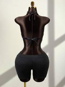 Zestiva Top de bikini con estampado floral tropical, cuello halter, para uso casual en la playa y vacaciones de verano de las mujeres - Multicolor - Ver 2