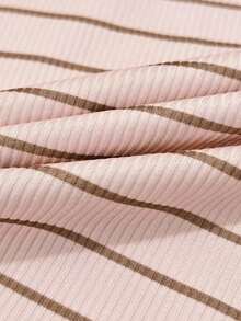 Rina Fox Women's Fashion Casual Elegant Cute Streetwear Mixed Striped Lace Trim Long Sleeve T-Shirt Fall Cloth For Women - Pink - View 5