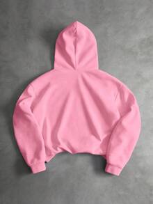 PAVTROS Men's Light Pink Streetwear Autumn Holiday Hoodie,3D Cross Embroidery Patchwork Design Double-Layered Hood Divided Structure,Outdoor Music Festivals - Pink - View 3