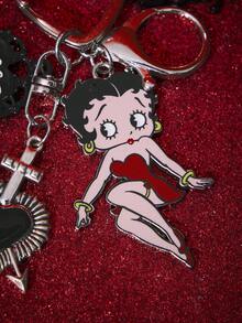 Betty Boop x SHEIN 1PC Betty Boop Y2K Gothic Black Cross Butterfly Love Pendant Keychain - Multicolor - View 4