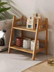1 Estantería de almacenamiento de escritorio para la cocina, estantería para especias, estantería de almacenamiento de escritorio de doble capa, adecuada para oficina, cocina, organización de tazas, Navidad, invierno, cocina - Multicolor - Ver 5