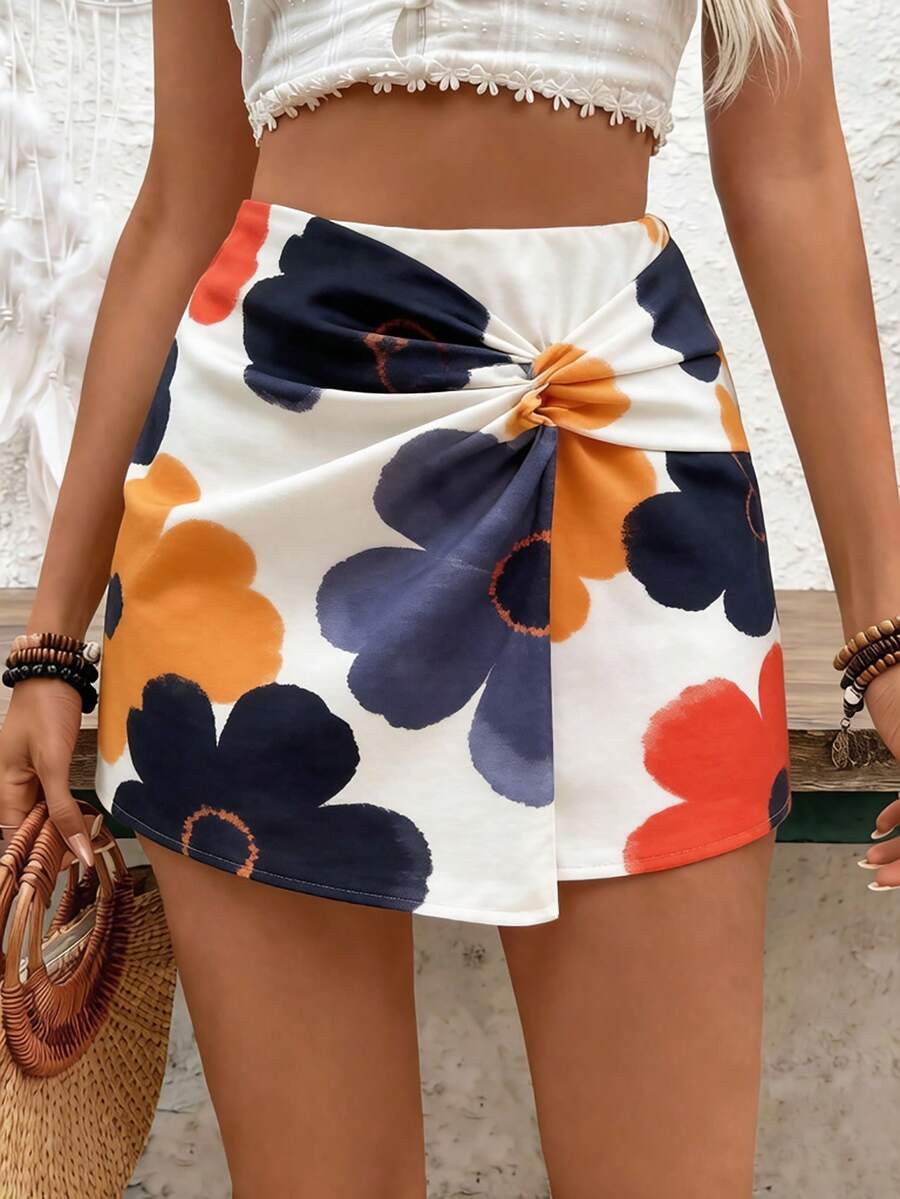 SHEIN Holidaya Váy quần bó sát in hoa dành cho nữ, thích hợp cho kỳ nghỉ hè ở bãi biển. - Nhiều màu - Xem 1