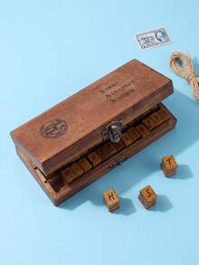 Zazumi 1 Set de Kit de Sellos de Alfabeto de Madera, Estilo Vintage de Compuesto de Madera con Letras y Números, Excelente para Scrapbooking, Diarios y Proyectos Artísticos, Empaquetado en una Práctica Caja de Madera - Multicolor - Ver 2