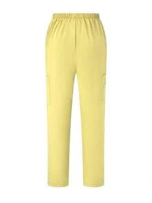 TaskEZ Scrubs Set: V-Neck Short Sleeve Top & Pants Scrub Uniform For Healthcare Workers - Yellow - View 6
