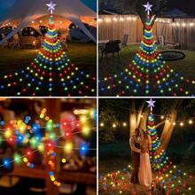 Christmas String Lights, Star Waterfall Style Christmas Decorative Lights (With 8 Lighting Modes And Remote Control Function), Suitable For Christmas Trees, Christmas Tree Gifts, Thanksgiving, Wedding Home Decorations, Autumn Decorations - White - View 7