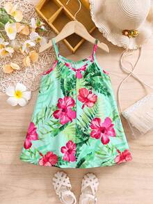 SHEIN Baby Girl Colorful Striped Pattern Loose Sleeveless Dress, Lightweight For Summer Vacation - Multicolor - View 4