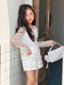 DAZY Camiseta feminina pré-adolescente folgada, transparente e oversized, estilo saída de praia. - Branco - Ver 7
