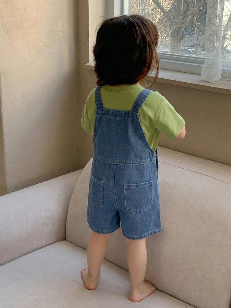 Toddler Girls' Washed Casual Loose Korean Style Versatile Denim