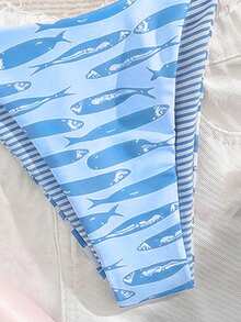 Swim Vcay 时尚甜美肩部系带蝴蝶结无钢圈可拆卸胸垫性感女士比基尼泳衣两件套，适合海滩和机场穿着。 - 淺藍色 - 查看 7