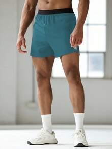 Gym Rark Pantalones cortos deportivos para hombre con cintura de color contrastante y abertura lateral, para gimnasio - Agua verde azul - Ver 4