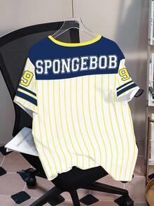 SpongeBob SquarePants | SHEIN 大码女式圆领短袖休闲T恤 - 白色 - 查看 2