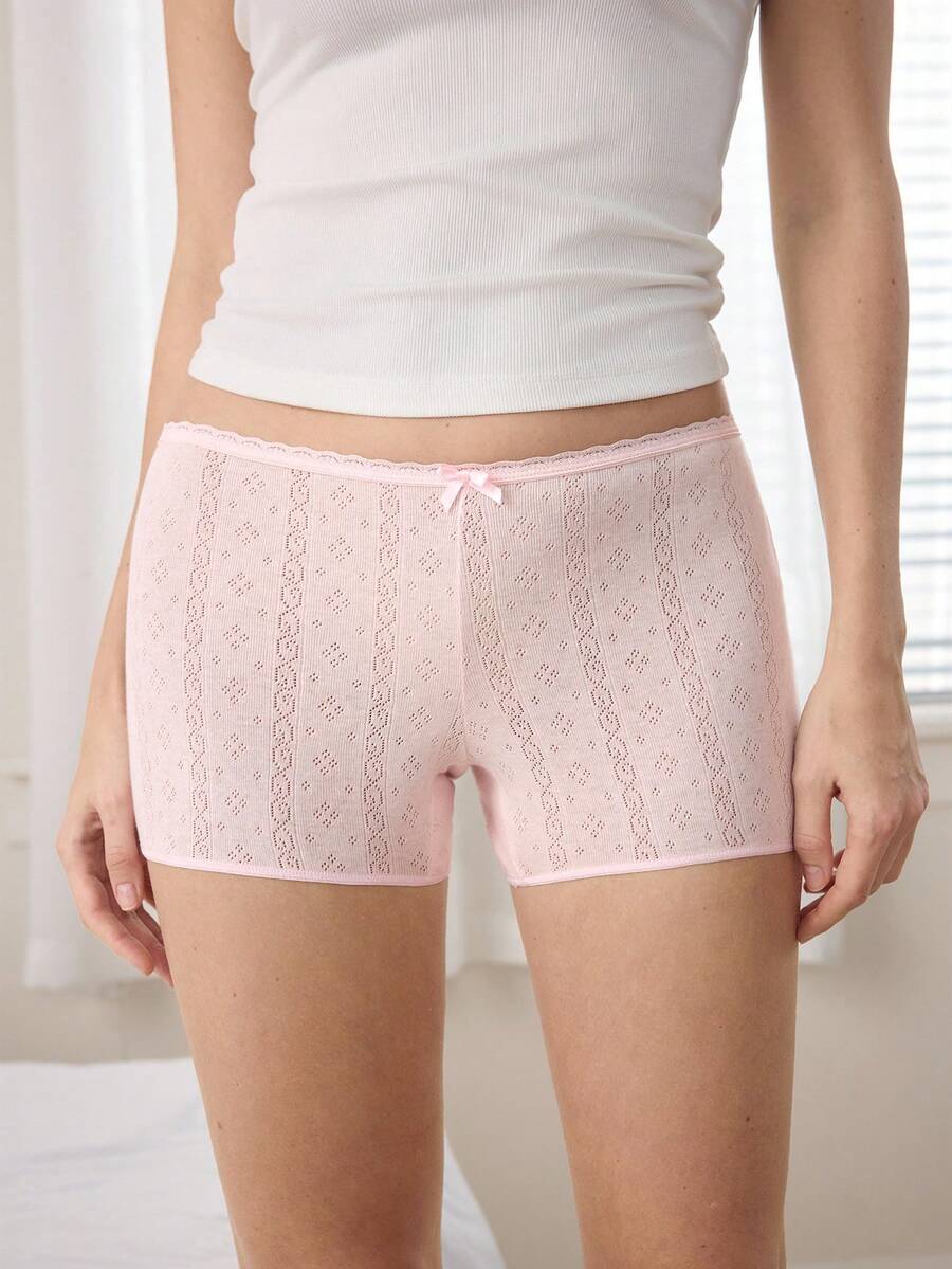 Ocili 100%纯棉质感舒适女士平角内裤,INS休闲Y2K轻松舒适时尚秋季款 - 杏色 - 查看 1