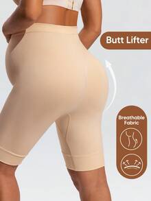 SHEIN Maternity Casual Baggy Breathable Comfortable Bermuda Shorts Photoshoot Beige Summer - Apricot - View 2