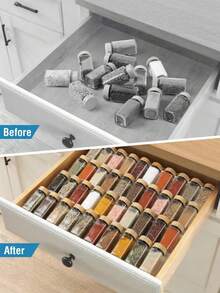 1 Set Caja de almacenamiento de cosméticos de acrílico multifunción tipo cajón, organizador de gabinete de tocador, estante para frascos de especias, estante de almacenamiento plegable para encimera de cocina, viaje al sol fresco - transparente - Ver 7