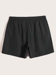 CoralVoy Men Drawstring Waist Solid Swim Trunks - Black - View 4