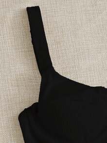 Elavelle Summer Beach Rib Bikini Set Underwire Bra & High Cut Bottom 2 Piece Bathing Suit - Black - View 7