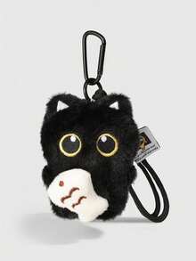 ROMWE Kawaii 1个可爱黑猫鱼包挂饰，萌趣动物吊坠，适合生日和节日礼物，也是音乐节、返校季和毕业季的完美包包配饰 - 黑色1 - 查看 7