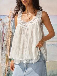 Women's Minimalist Patchwork Trim Camisole Women's Minimalist Patchwork Trim Camisole Women's Minimalist Casual Lace Patchwork Cami Top Summer Summer Outfits Summer Clothes Summer Top Beach Outfit For Women Beach Outfits For Women Beach Outfits Elegant Women's Blouses Casual Blouses For Women Casual Blouse For Women Vacation Outfits Women Summer Holiday Outfits Holiday Outfits Vacation Outfits For Women  White Tops  Boho Tops For Women Boho Clothes Summer Tops Women's Tops For Summer Women's Tops For Summer - Apricot - View 4