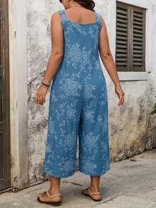 EMERY ROSE Plus Size Casual Everyday Versatile Printed Sleeveless Jumpsuit - Multicolor - View 2
