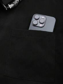 Franclia Camicia a maniche corte blu navy casual/da ufficio, estiva, per taglie comode - nero - Visualizzare 3