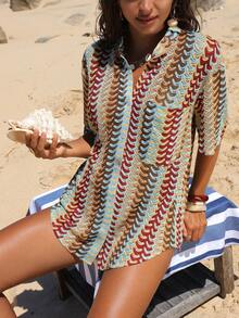 Swim Vcay 女士度假条纹系带时尚衬衫 - 彩色 - 查看 13