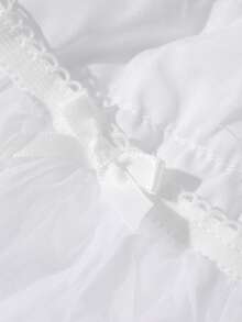 DAZY White Mesh Layered Puff Shorts For Women Summer Date Night Party Cute Fairy - White - View 7